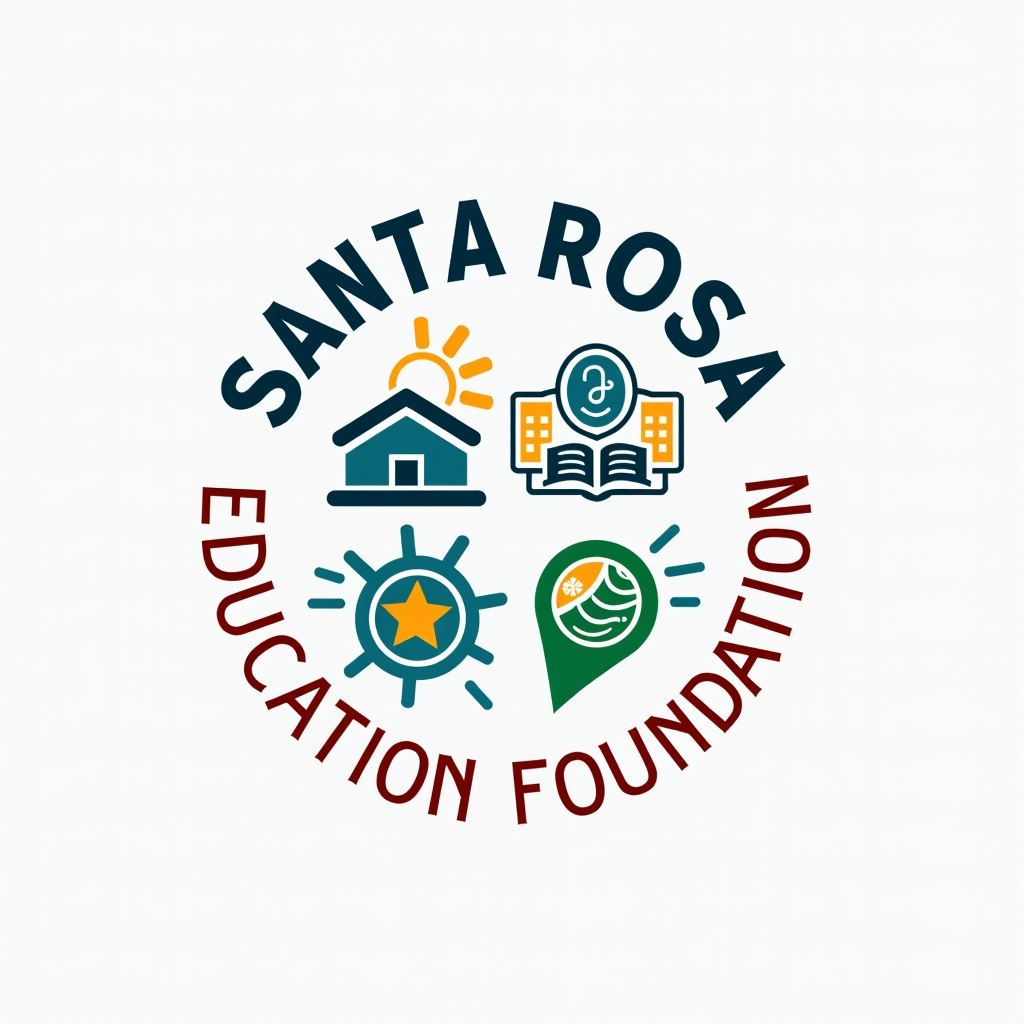 Santa Rosa Education Foundation logo featuring educational symbols and community connection imagery